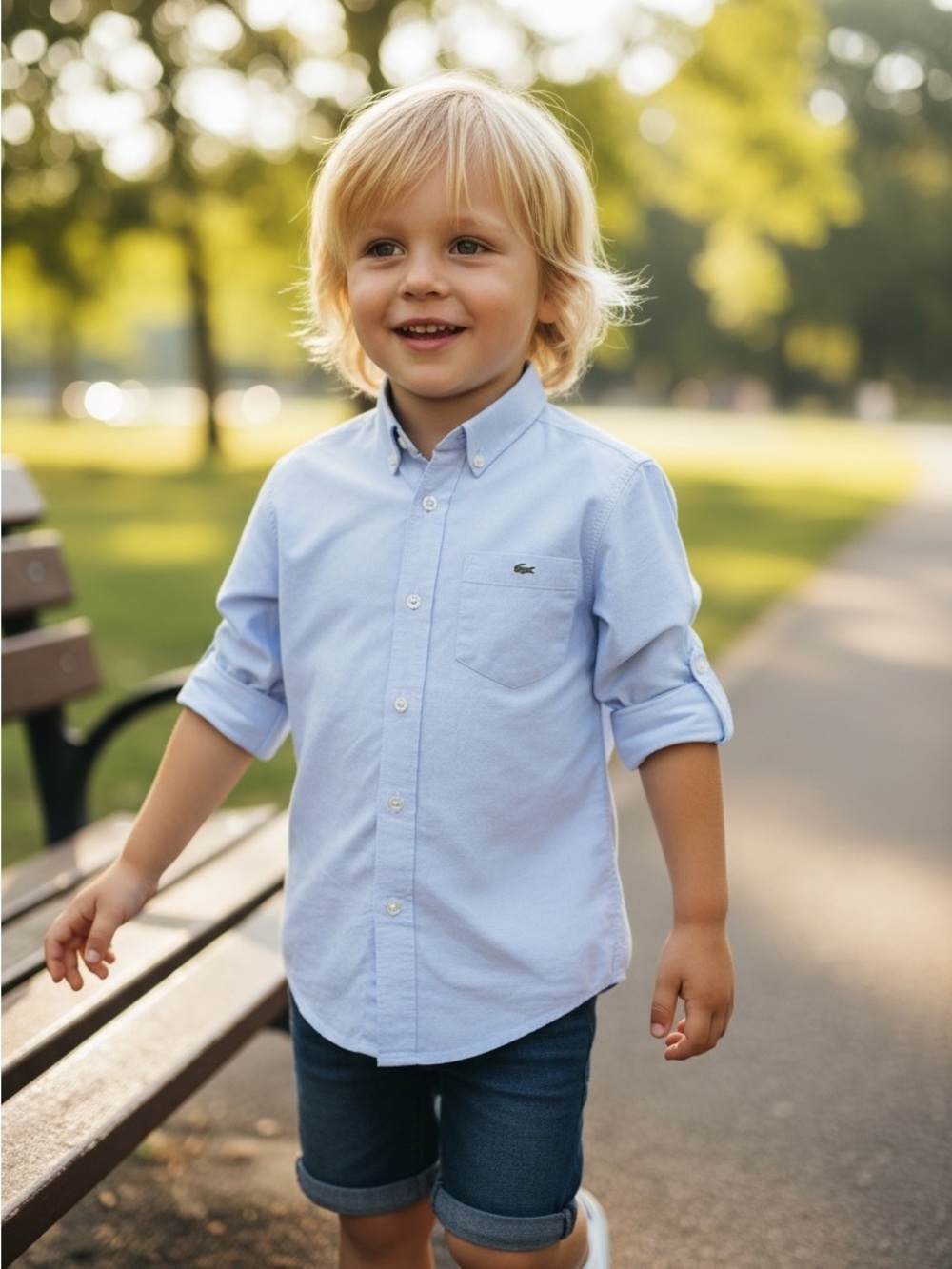 Lacoste Light Blue Boys Button-Down Shirt